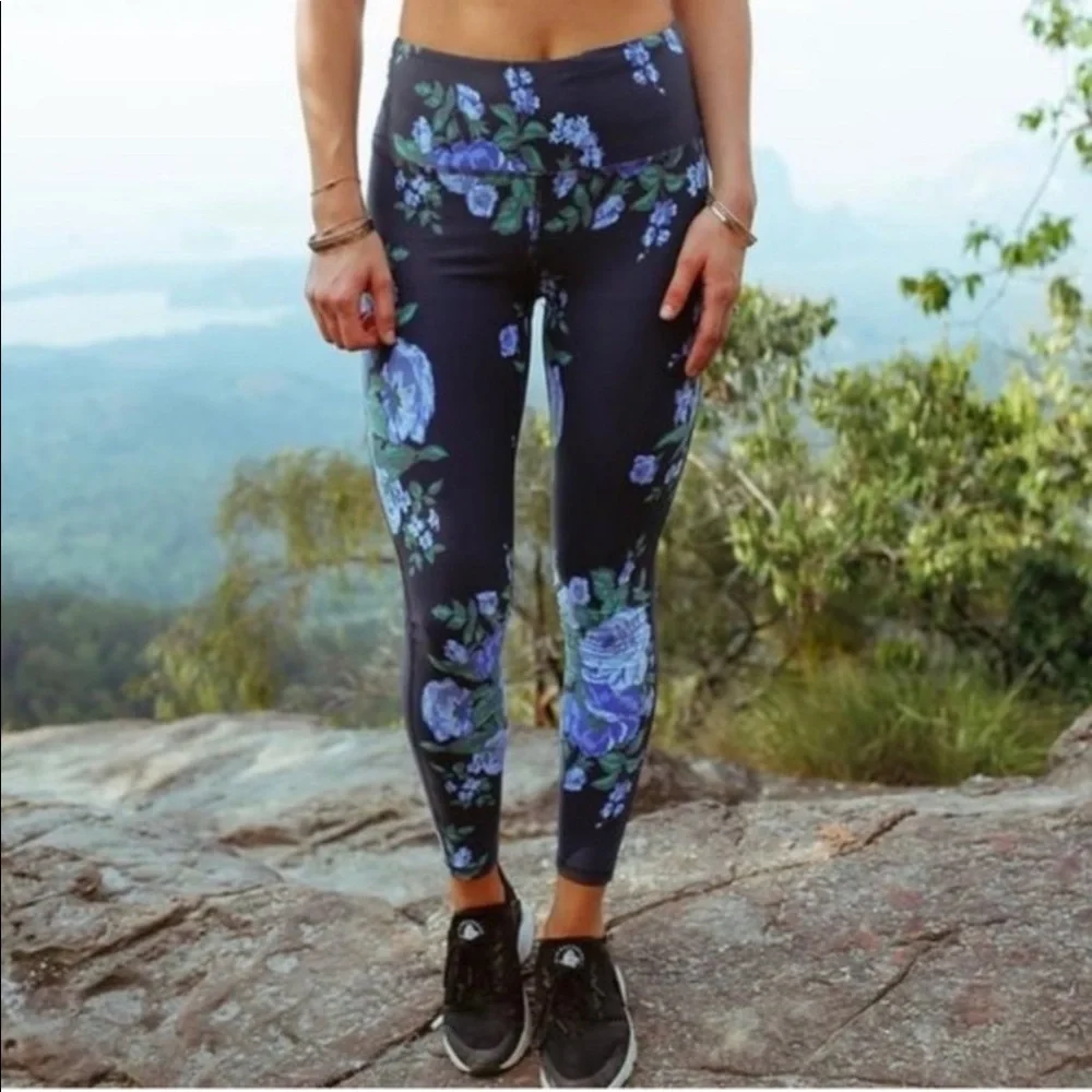 Albion Fit Antiqua Flora Leggings Blue Navy Green Full Length